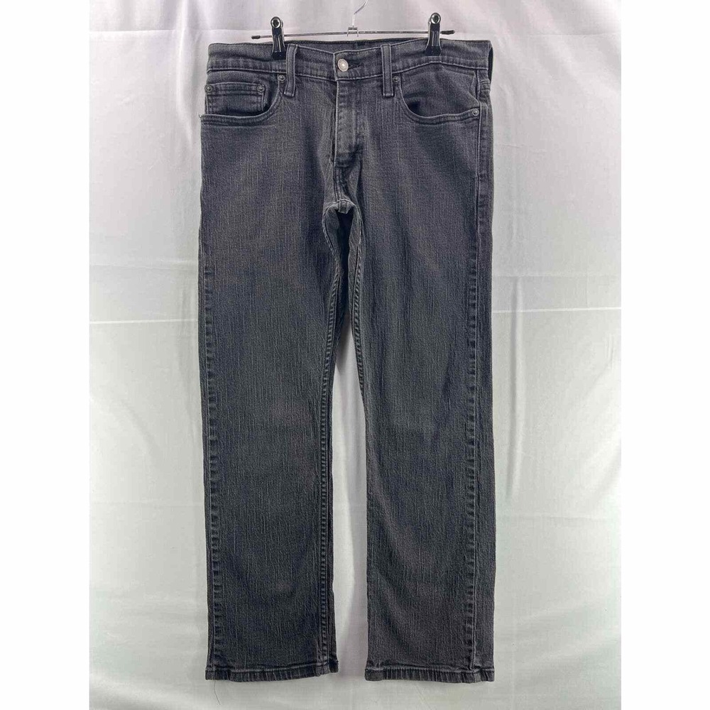 Levi's Men Jeans 32X28 Black Straight Leg 5 Pockets Mid Rise Medium Wash Denim